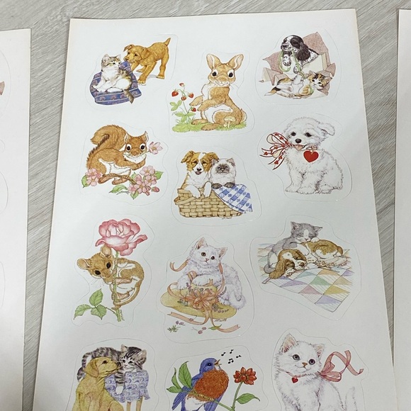 Set of Three (3) Full Sheets of 1989 FURRY FRIENDS Current Inc Stickers Good - Picture 2 of 5